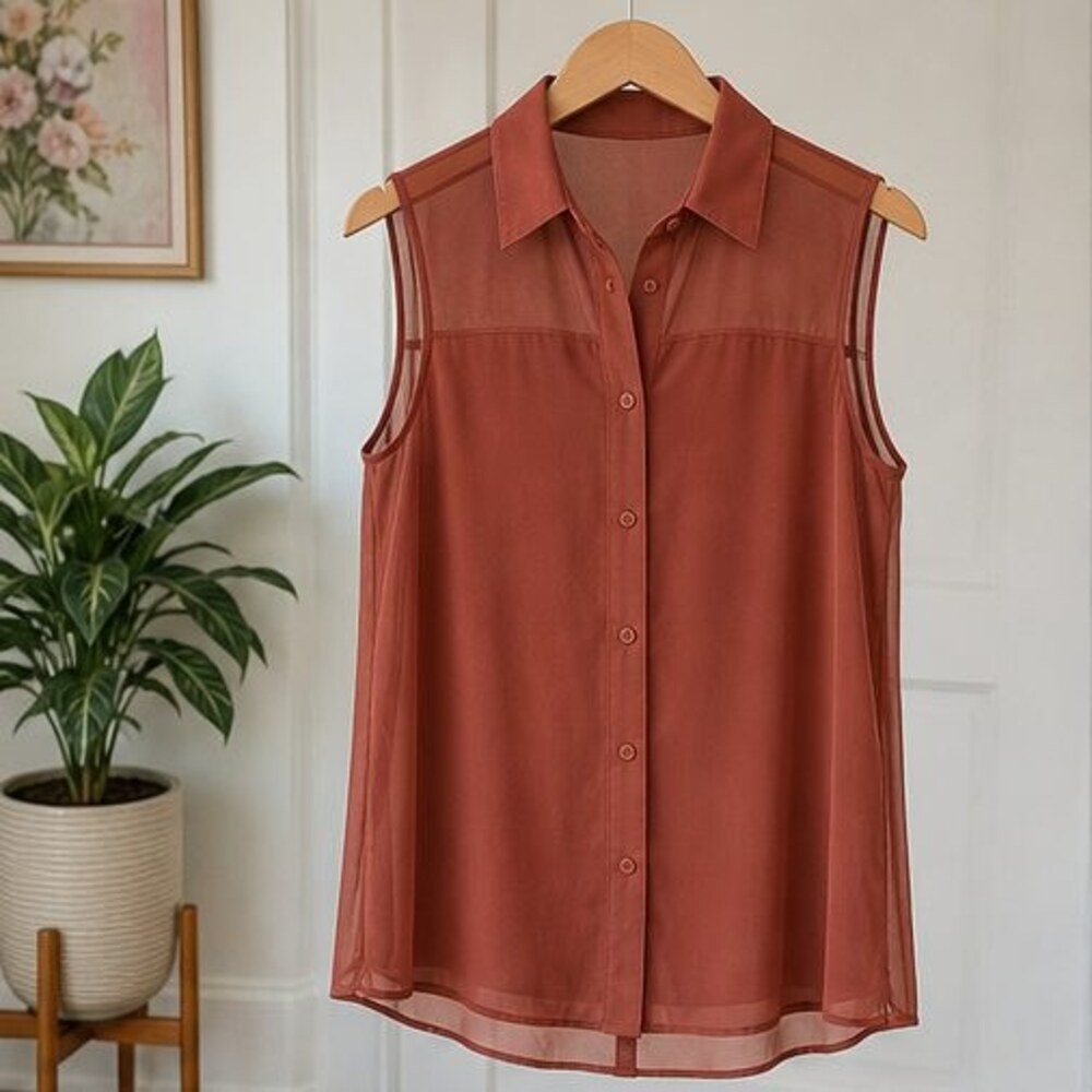 Rust Button Blouse